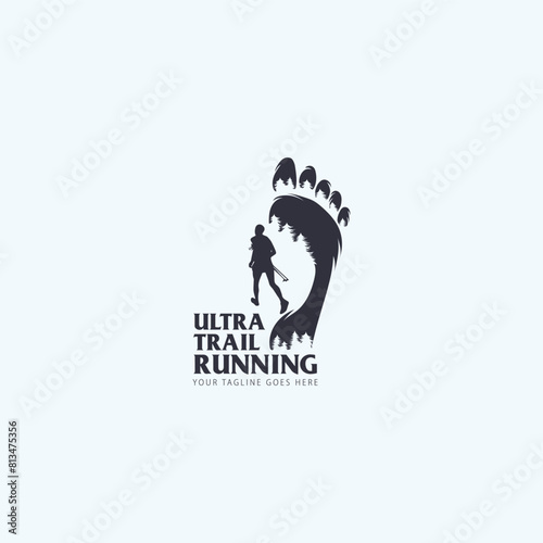 Ultra Trail running logo vector illustration on white background