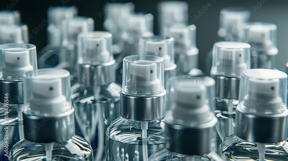 Advertising-ready shot of deodorant spray and roll-ons, from a top view, arranged neatly on an isolated backdrop, studio lights Advertising-ready shot of deodorant spray and roll-ons, from a top view, arranged neatly on an isolated backdrop, studio lights