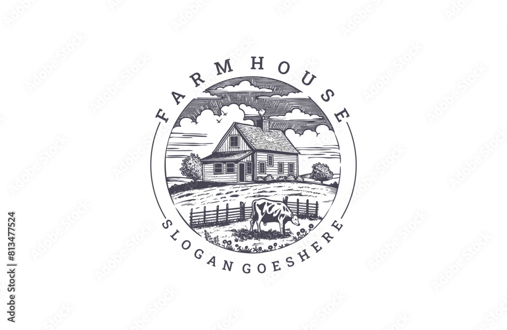 Farm house logo style icon design template flat vector Farm house logo style icon design template flat vector