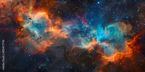 Space exploration into a nebulae in deep space Big Bang Star Powerpoint And Slide Background.