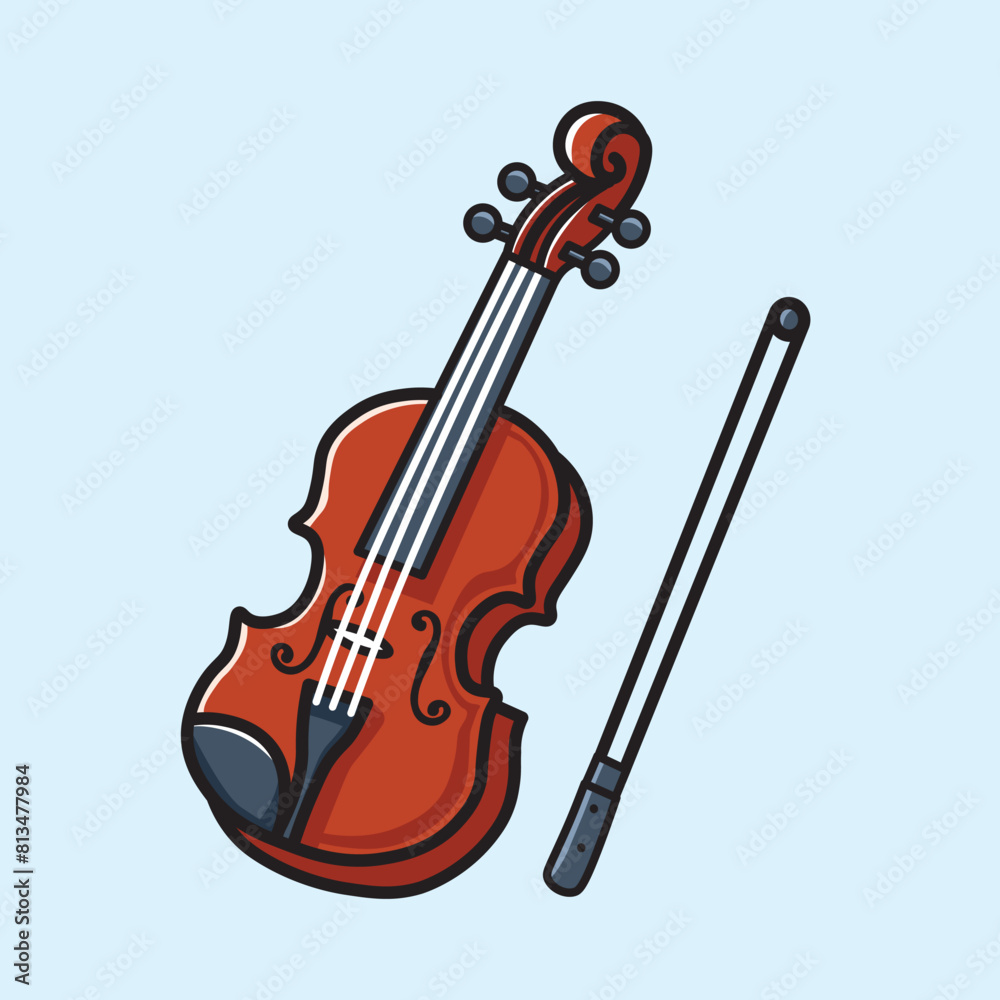 Fototapeta premium Illustration Vector Graphic Cartoon of a Violin, Symbolizing Harmony, Elegance, and Musical Mastery
