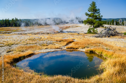 Upper Geyser Basin and Morning Glory Pool at Yellowstone National Park