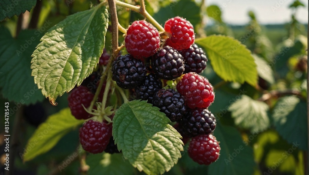 A fresh loganberry on the branch A fresh loganberry on the branch