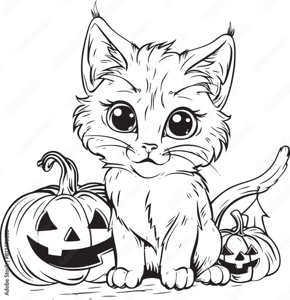 pumpkin cat. Collection kiiten with pumkin. Fuuny pets. Happy halloween