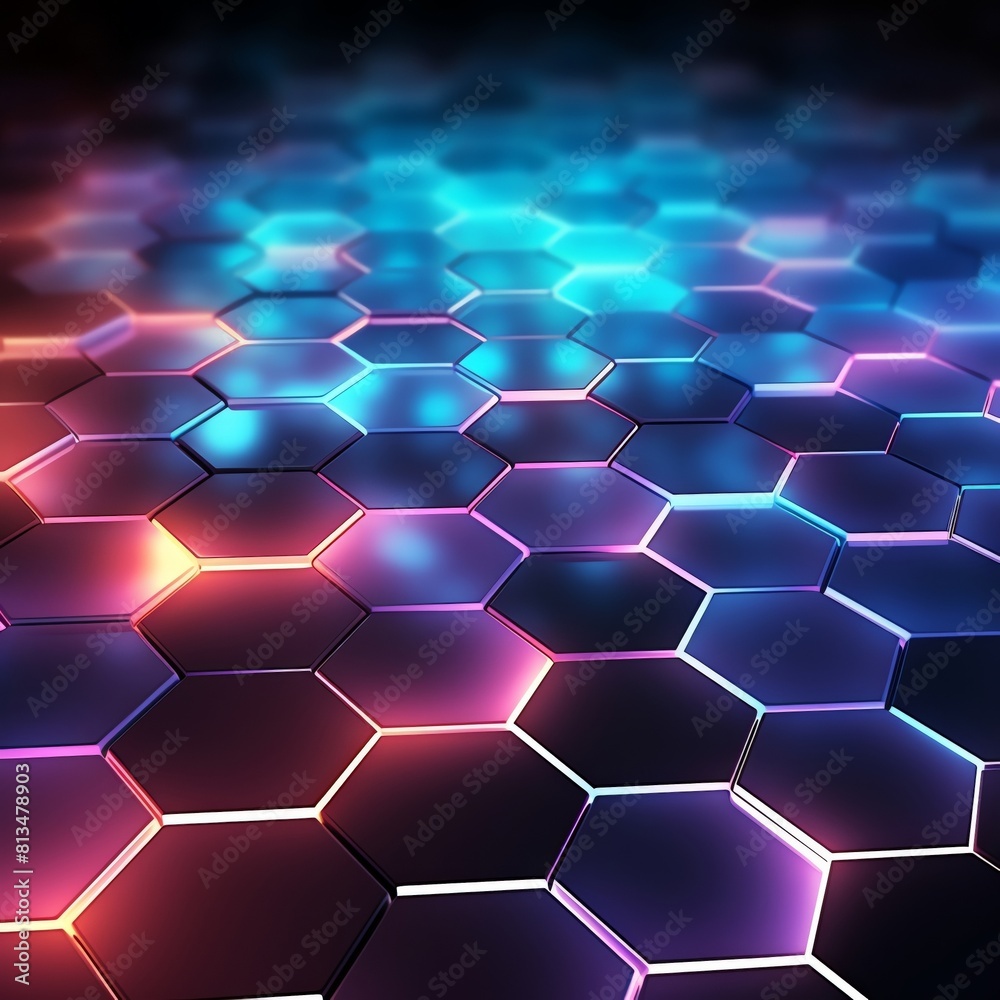 Seamless hexagon tiles, soft glowing outlines, abstract, ethereal atmosphere Seamless hexagon tiles, soft glowing outlines, abstract, ethereal atmosphere
