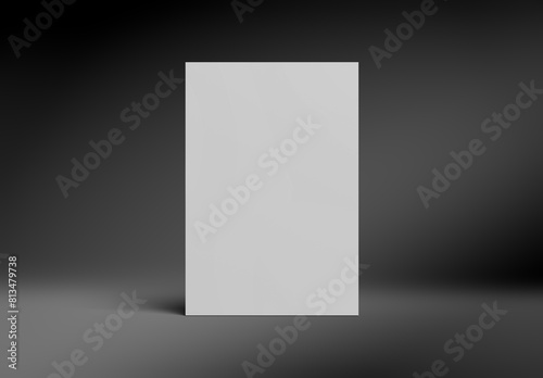 Magazine mockup on grey surface. Cover template isolated on white. 3D rendering