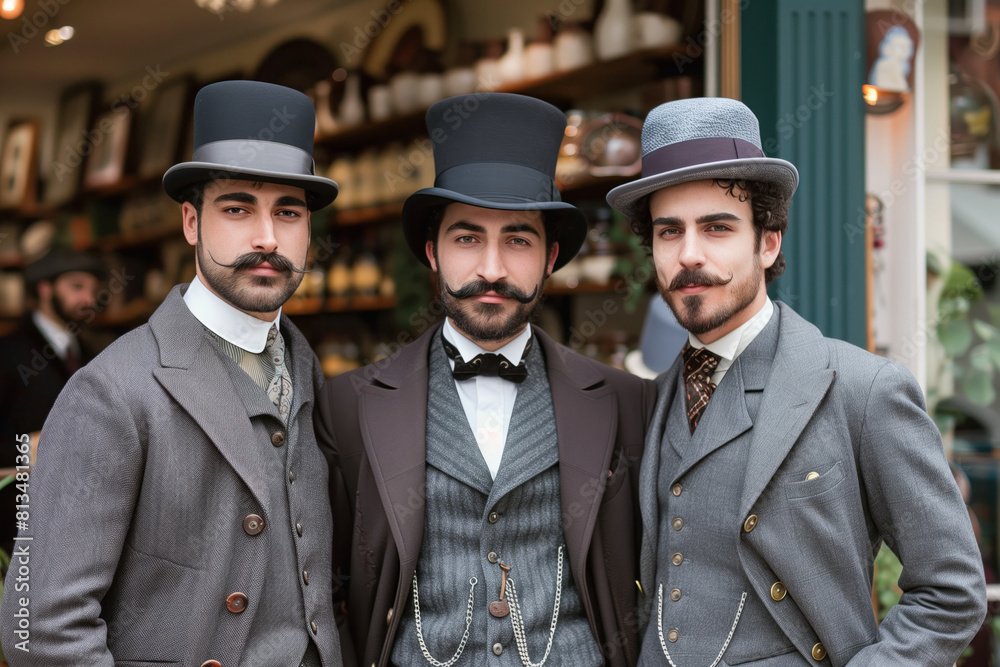 Old Photo of Victorian Gentlemen, Generative AI Old Photo of Victorian Gentlemen, Generative AI