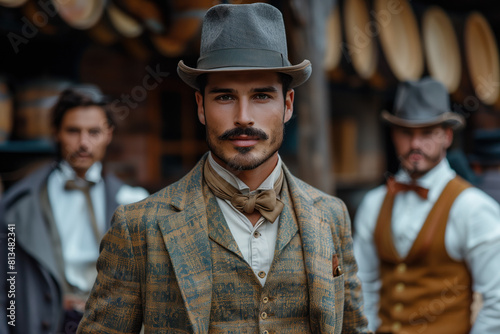 Obraz na płótnie Old Photo of Victorian Gentlemen, Generative AI w salonie
