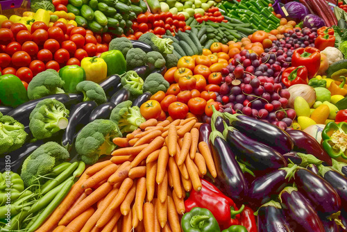 Colorful Display of Various Fresh Vegetables Promoting a Healthy Plant-Based Diet