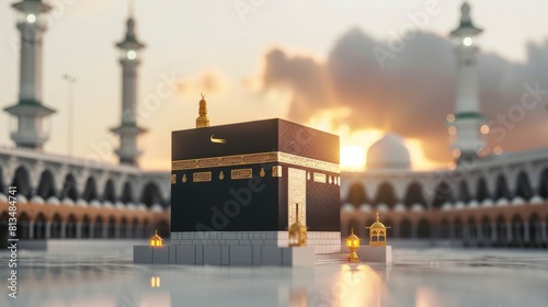 Holy Kaaba in Mecca, Saudi Arabia. Style in various colors photo
