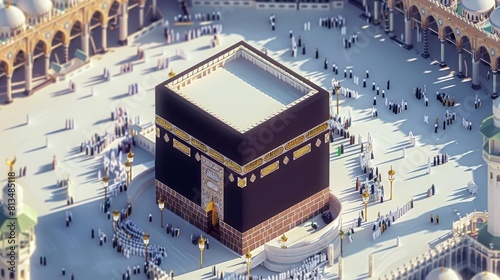 Holy Kaaba in Mecca, Saudi Arabia. A style in maximum detail, isometric view. photo