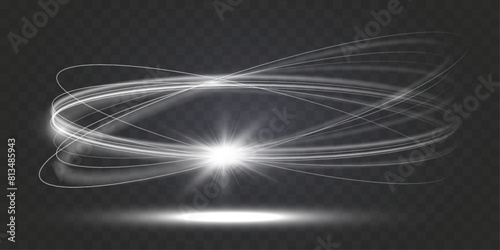 Light white wave shine effect,vector glow line sparkle shine. Silver wavy effects.	

