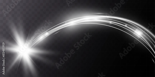 Light white wave shine effect,vector glow line sparkle shine. Silver wavy effects.	

