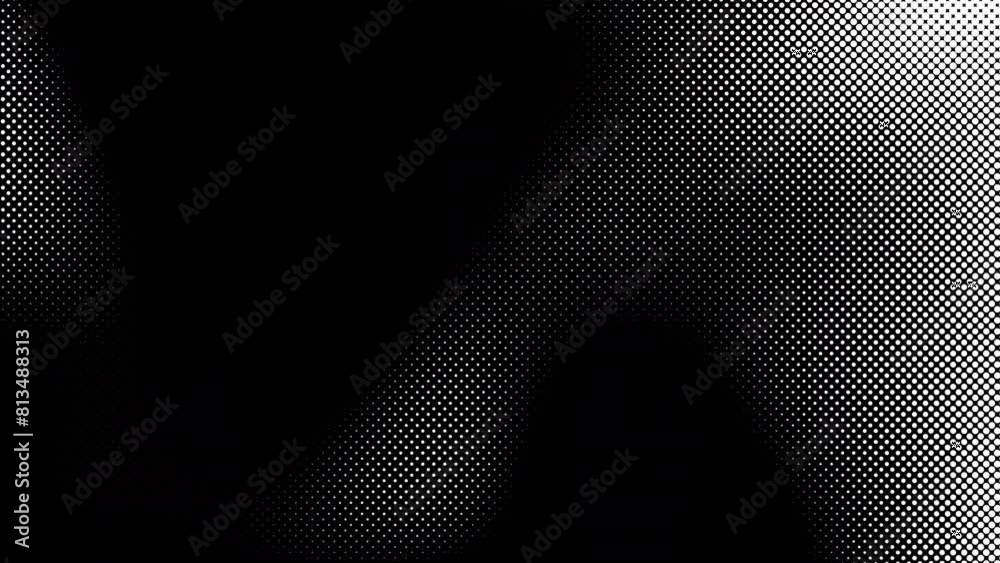 Abstract black and white gradient halftone dotted background with a pop cartoon comic motion pattern. Seamless loop in retro monochrome vintage style in 4k. Fit for tint, alpha, or overlay layer