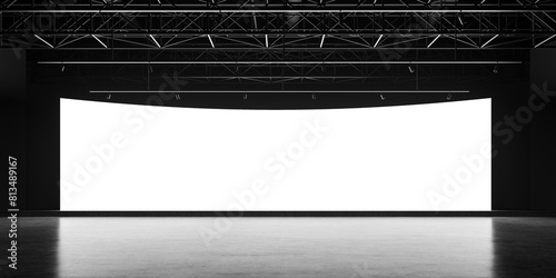 Industrial hall interior wide format mock up blank screen for presentation photo