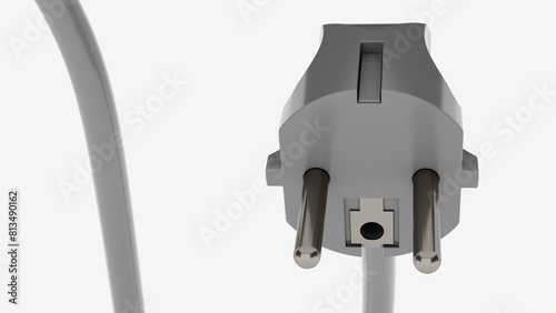 Electrical Plugs and cabel. Isolated. Transparent background. 3D Rendering.	 photo