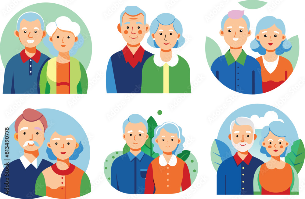 Set of flat people, senior couple icon, vector illustration. Set of flat people, senior couple icon, vector illustration.