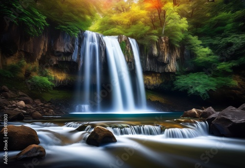 illustration  capturing long exposure shots flowing waterfalls rushing rivers  motion  capture  nature  landscape  scenic  beauty  outdoor  adventure  travel