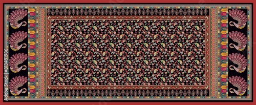 traditional thai pattern Ddigital print  dupatta in textilw print photo