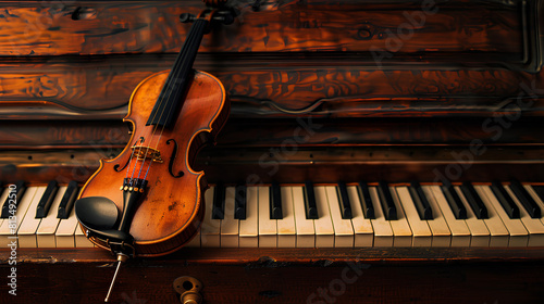 violin on piano keys