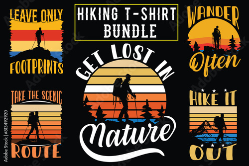 Hiking t shirt design for print on demand, adventure mountain outdoor hiking custom t-shirt design bundle, Adventure is Calling Hiking