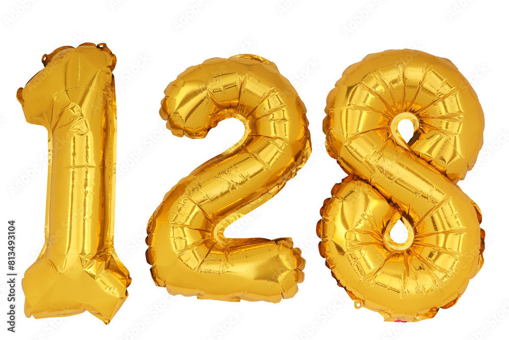 Gold numbers '128' isolated on white background.png Gold numbers '128' isolated on white background.png