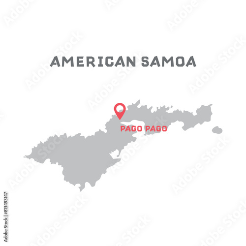American samoa vector map illustration, country map silhouette with mark the capital city of American samoa inside. All countries can be found in my portfolio