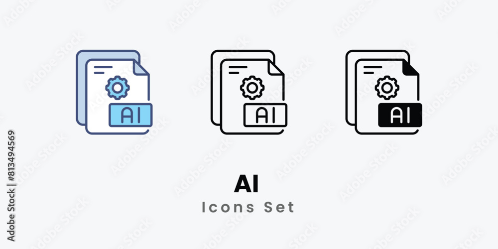AI Icons thin line and glyph vector icon stock illustration AI Icons thin line and glyph vector icon stock illustration