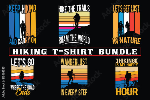 Hiking t shirt design for print on demand, adventure mountain outdoor hiking custom t-shirt design bundle, Adventure is Calling Hiking