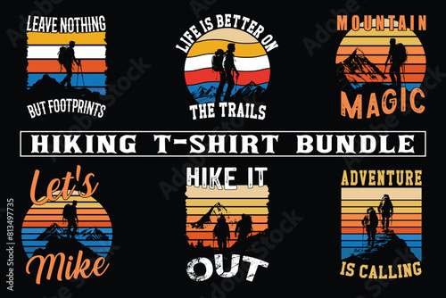 Hiking t shirt design for print on demand, adventure mountain outdoor hiking custom t-shirt design bundle, Adventure is Calling Hiking