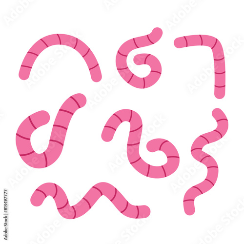 set of earthworm vector elements for design needs