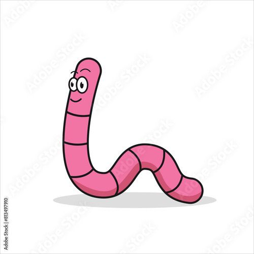 cute earthworm vector illustration design with white background
