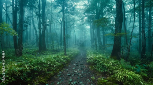 Mystical Foggy Morning in Aokigahara Forest  Japan - Mysterious and Enchanting