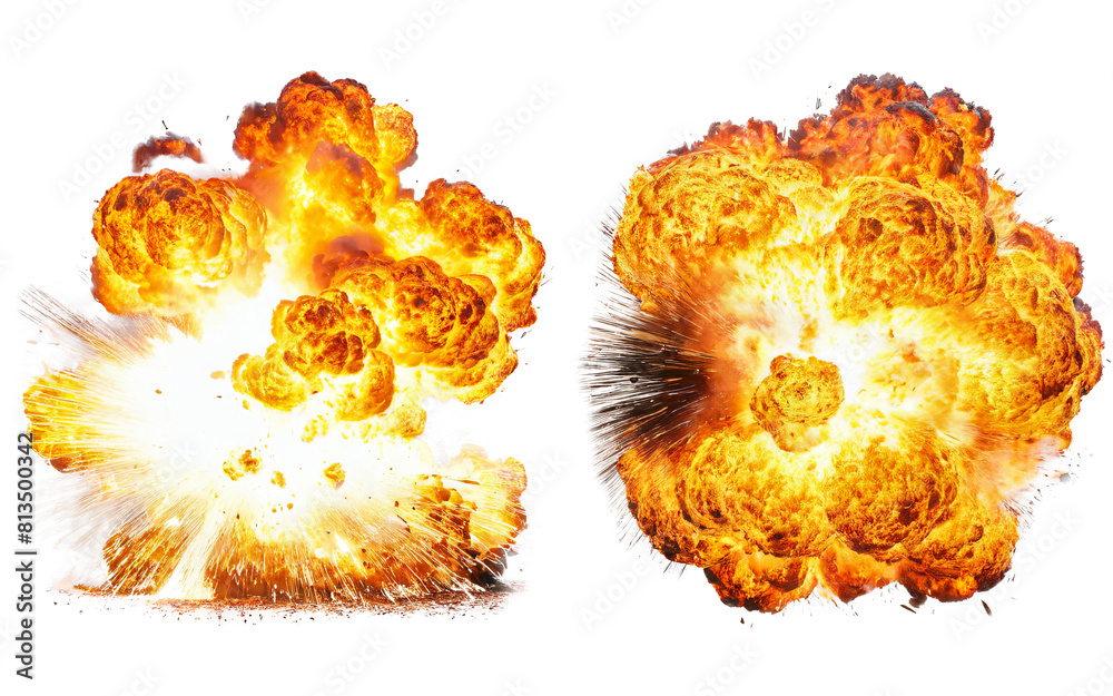 fiery explosions, transparent background fiery explosions, transparent background