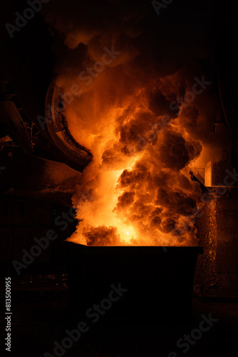 aluminum melting - aluminum bar foundry - heavy industry foundry furnance © BlackMediaHouse