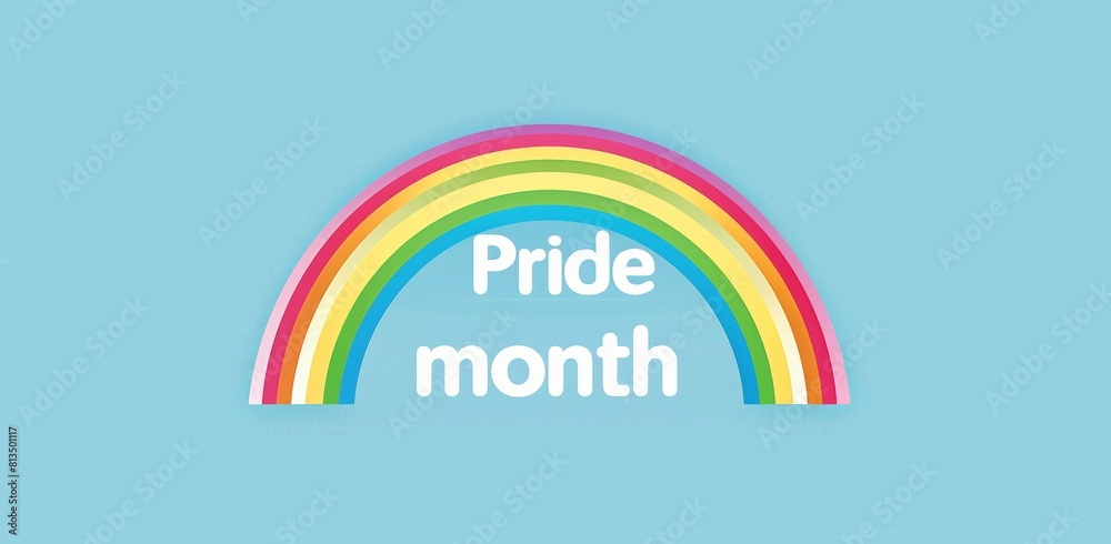Pride month background design with a rainbow and text Pride month background design with a rainbow and text