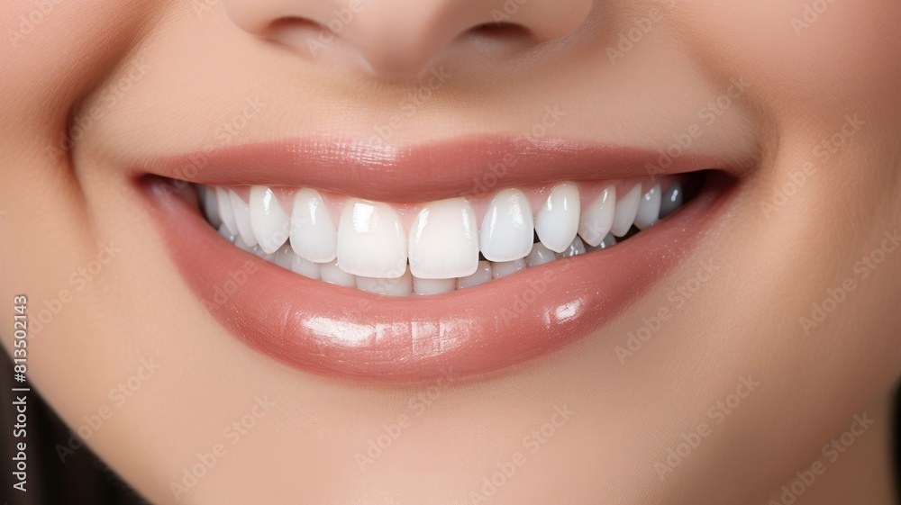 Close up Female smile with dazzling white teeth Close up Female smile with dazzling white teeth