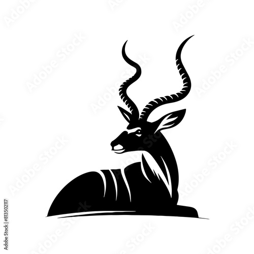 Minimalist Antelope Silhouette- Roaming the Vast Plains- Antelope Illustration- Antelope Vector.