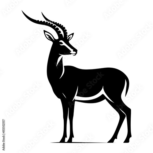 Minimalist Antelope Silhouette- Roaming the Vast Plains- Antelope Illustration- Antelope Vector.