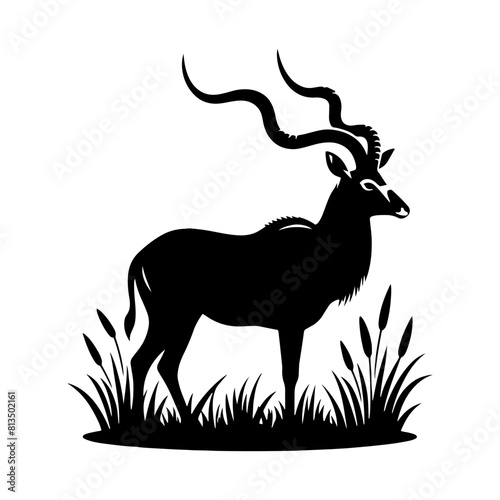 Minimalist Antelope Silhouette- Roaming the Vast Plains- Antelope Illustration- Antelope Vector.