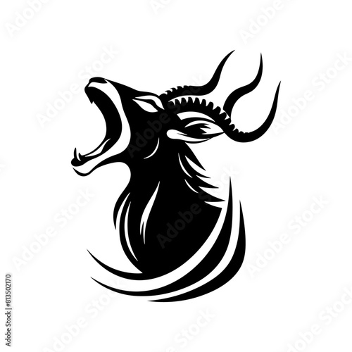 Minimalist Antelope Silhouette- Roaming the Vast Plains- Antelope Illustration- Antelope Vector.