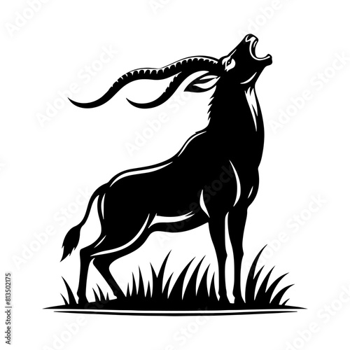 Minimalist Antelope Silhouette- Roaming the Vast Plains- Antelope Illustration- Antelope Vector.