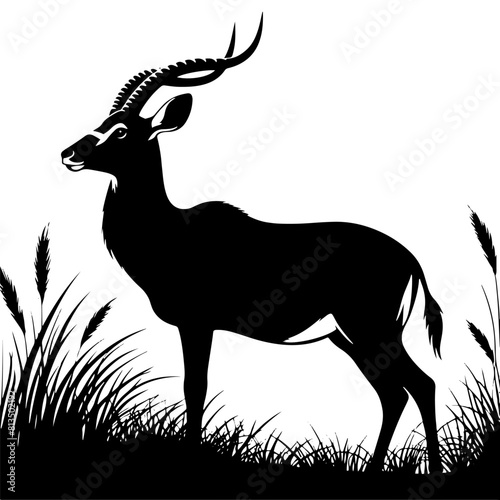 Minimalist Antelope Silhouette- Roaming the Vast Plains- Antelope Illustration- Antelope Vector.