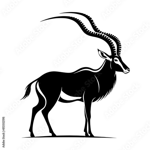 Minimalist Antelope Silhouette- Roaming the Vast Plains- Antelope Illustration- Antelope Vector.