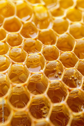 The hexagonal cells of a beehive honeycomb  with their uniform shapes and precise angles creating a mesmerizing minimalist composition that symbolizes the industriousness
