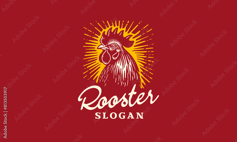 Fototapeta premium Retro Vintage Rooster Logo - Classic Chicken Farm Logo