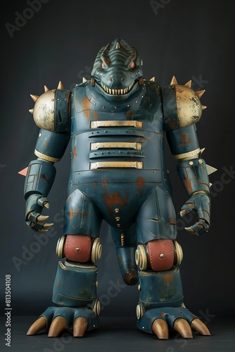 Detailed robot toy figure with armor plates and spikes on the shoulder