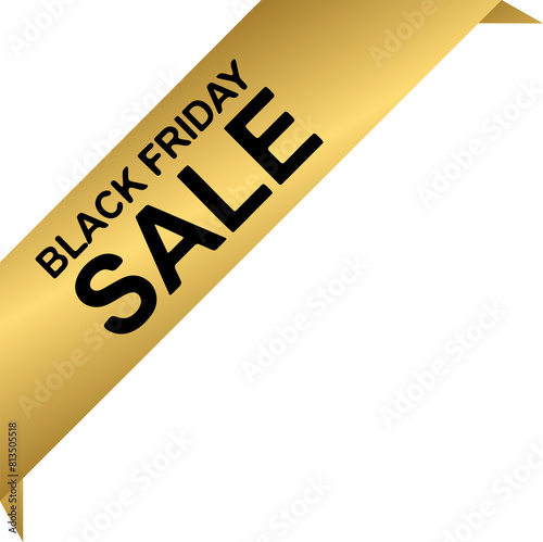 Black Friday sale golden corner ribbon tag with text