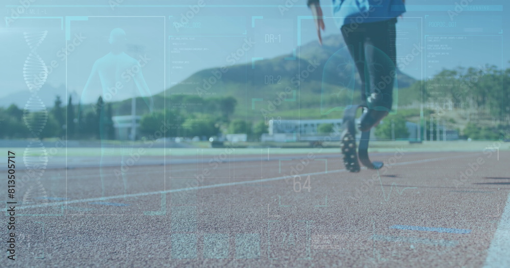 Obraz premium Image of data processing over sports stadium