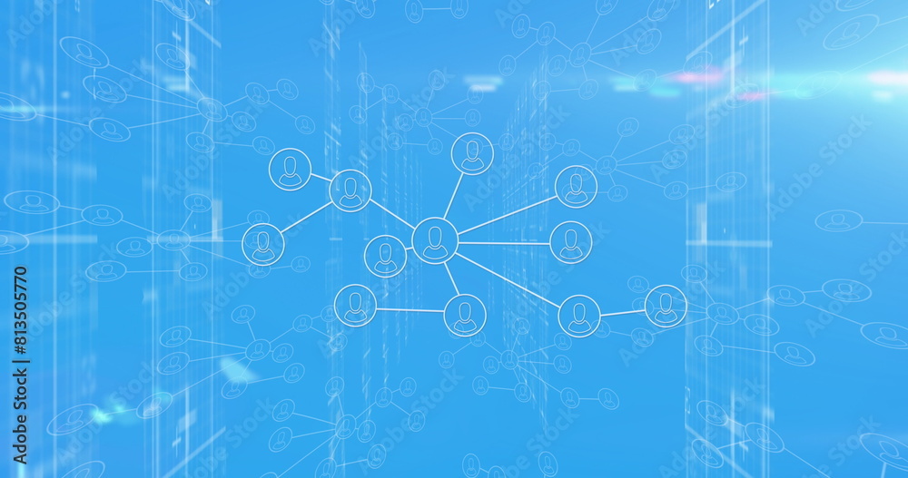 Image of media icons over data processing Image of media icons over data processing
